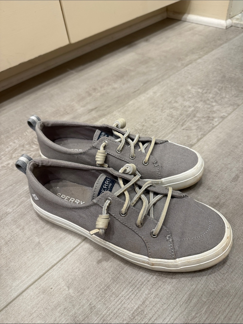 Sperry Gray Canvas Low-Top Sneakers